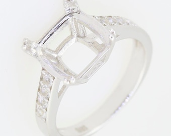Custom Sterling Silver Semi Mount Ring Setting Cushion CU 6.5x6.3mm RD 2.5x2.5mm Empty