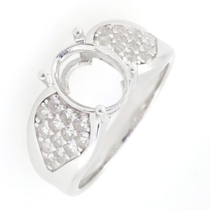 Sterling Silver Semi Mount Ring Setting Oval OV 10x8mm W/ White Topaz
