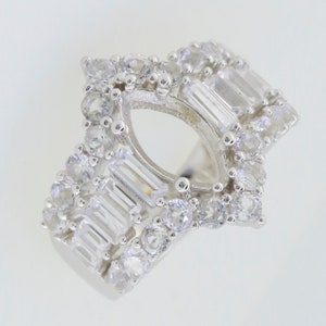 Sterling Silver Semi Mount Ring Setting Marquise MQ 12x6mm W/ White Topaz