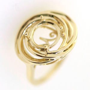Sterling Silver Semi Mount Ring Setting Round RD 9x9mm Infinity Loop Contemporary Design