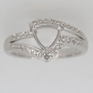 Sterling Silver Semi Mount Ring Setting Trillion TRI 7x7mm Halo W/ Topaz Accent Bypass Ring