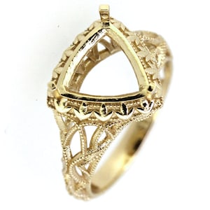 Sterling Silver Semi Mount Ring Setting Trillion TRI 10x10mm Art Deco Style
