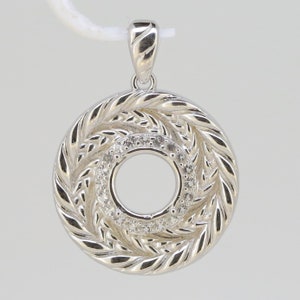 Sterling Silver Semi Mount Pendant Setting Round RD 9x9 Halo White Topaz