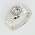 Men's Sterling Silver Semi Mount Ring Setting Square Round RD 6x6mm W/ White Topaz Halo