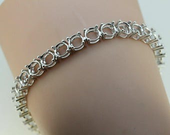 Sterling Silver Semi Mount Tennis Bracelet Setting Round RD 6x6mm