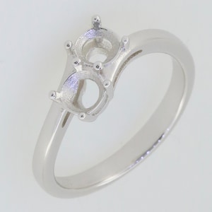 Sterling Silver Semi Mount Ring Setting Round RD 5x5mm 2 Stones Ring Bypass Moi et Toi