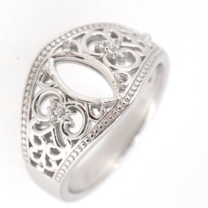 925 Sterling Silber Ring Rohling Marquise MQ 10 x 5 mm Jugendstil