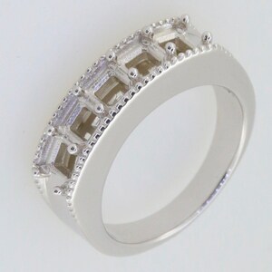 Sterling Silver Semi Mount Ring Setting Square Emerald SQ 4x4mm Multi Stone Band Ring