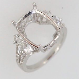 Sterling Silver Semi Mount Ring Setting CU 16X12mm White Topaz