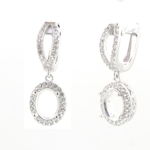 Sterling Silver Semi Mount Earrings Setting Oval OV 9x7mm Dangle