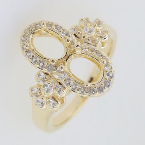 Sterling Silver Semi Mount Ring Setting Oval OV 7x5mm Moi et Toi Twin Stone Design