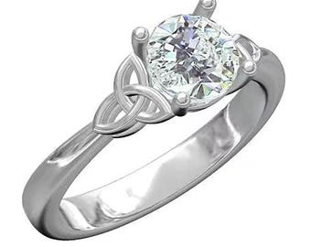 Sterling Silver Semi Mount Ring Setting Round RD 6.5x6.5 Cross Shank Infinity Celtic Knot