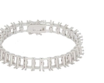 Custom Design Sterling Silver Semi Mount Tennis Bracelet Setting OCT 14x10mm