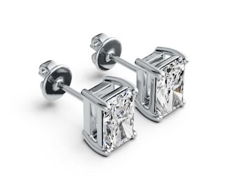 Sterling Silver Semi Mount Earrings Setting Emerald OCT 6x4mm Stud