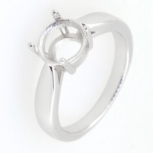 Sterling Silver Semi Mount Ring Setting Round RD 8x8mm Simple Solitaire Design