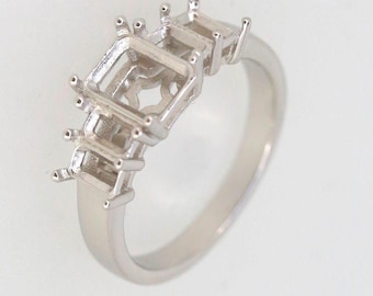 Sterling Silver Semi Mount Ring Setting CU 9.84x7.56x5.14 CU 3.56x3.47x2.31