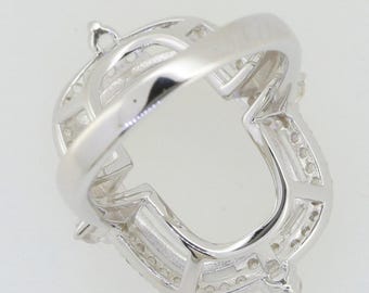 Bague Semi-monture En Argent Sterling 925, Sertie De Pierres Taille Ovale - Neuf Sans Emballage, Fait Main En Inde