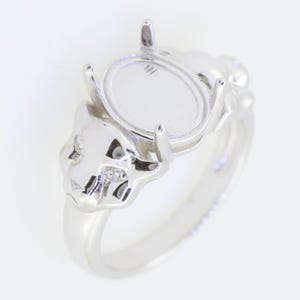 Sterling Silver Semi Mount Ring Setting Oval OV 11x8mm Cabochon Ruby Eyes