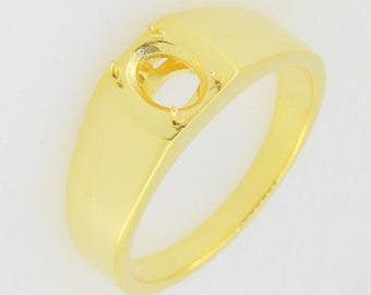 Montura de anillo semielaborada de plata de ley para hombre, forma ovalada OV de 8 x 6 mm.