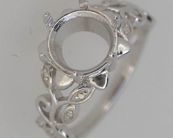Custom Sterling Silver Semi Mount Ring Setting Round RD 12mm RD 5mm