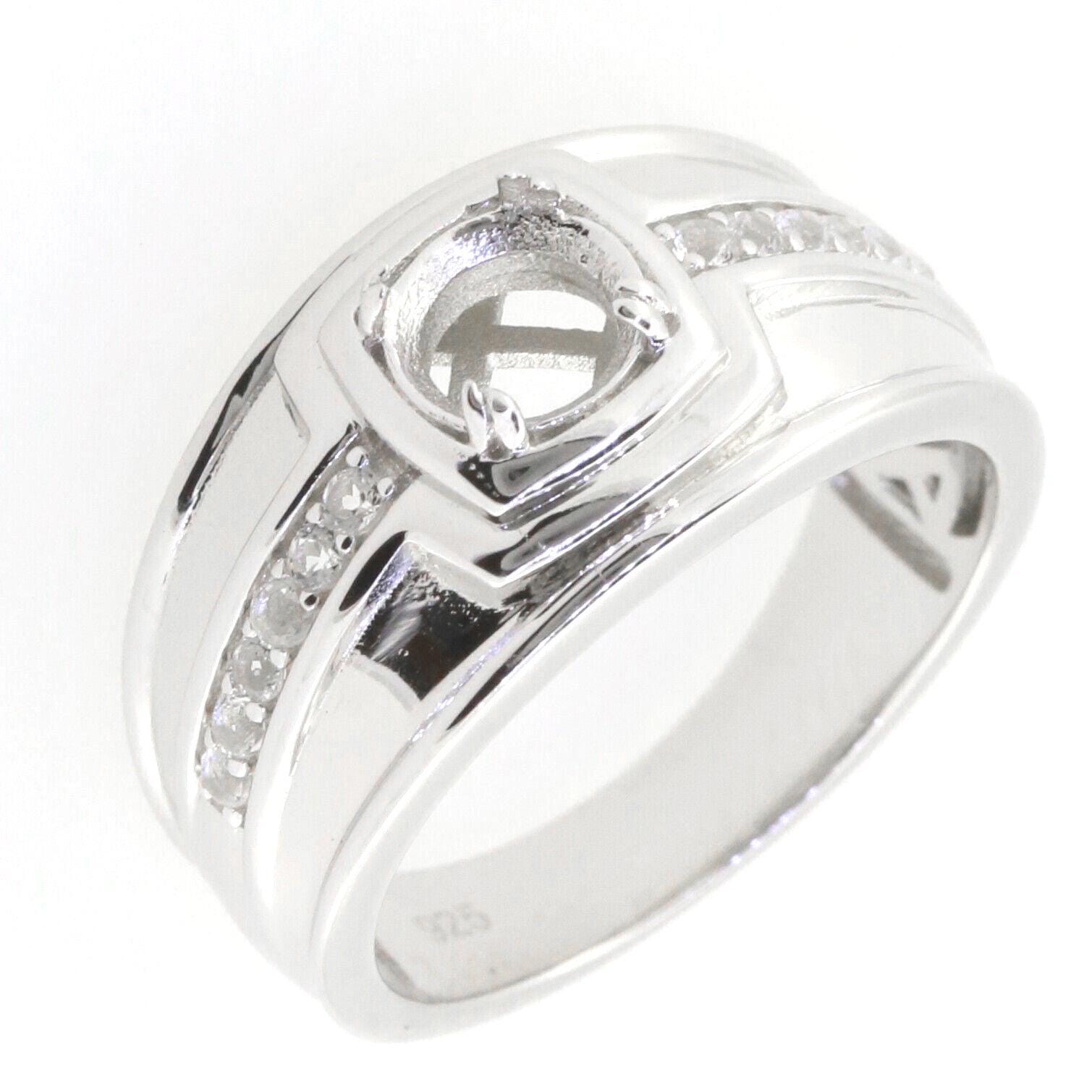 Custom Men's Sterling Silver Semi Mount Ring Setting Round RD