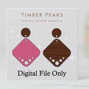 Rounded Square With Bottom Holes Dangle Earring Dangle Stud File. SVG Only. Glowforge/Laser file