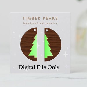 Christmas Tree Half Circle Simple Earring Dangle File. 2 versions SVG Only. Glowforge/Laser file