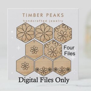 Flower Hexagon Simple Modern Bundle B SVG File Only. Glowforge/Laser Ready