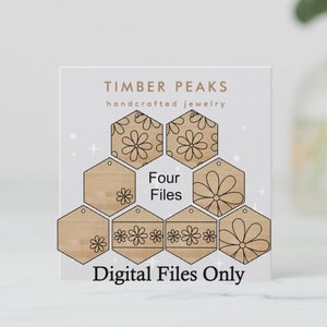 Flower Hexagon Simple Modern Bundle A SVG File Only. Glowforge/Laser Ready