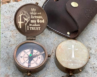 Adventure Awaits, Compass Gift, Baptism Compass, First Holy Communion Compass, Engraved Compass for Baptized, Christmas Gifts For Him,