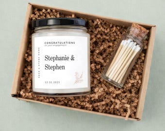Personalized Engagement Candle Gift Box, Soy Wax Candle