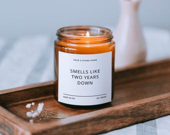 Second Anniversary Candle, 2 Year Cotton Anniversary Gift, Soy Wax, 9oz
