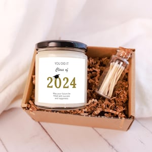 Abschlusskerze Geschenkbox, Klasse von 2024, College-Abschluss High School, personalisiertes Abschlussgeschenk für sie, Bachelors Masters Degree