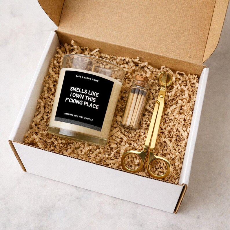 Funny Housewarming Candle Gift Box, New Homeowner Gift, Closing Day Gift image 2