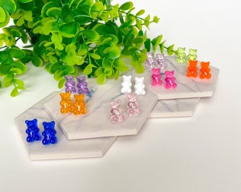 Gummy Bear Inspired Earrings, Stud Earrings, Resin Stud Earrings, Candy Earrings, Gummy Bear Jewelry, Gifts For Kids, Trending Gift, Fun