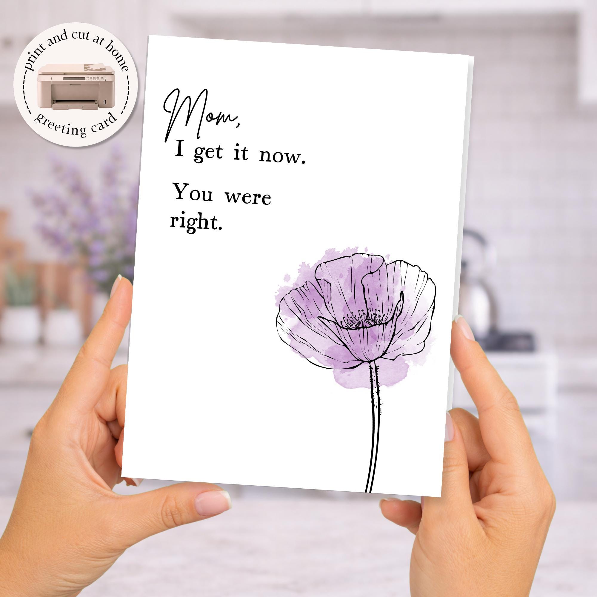 Mom Card Printable, Mothers Day Card From Daughter Son, Mom Birthday ...