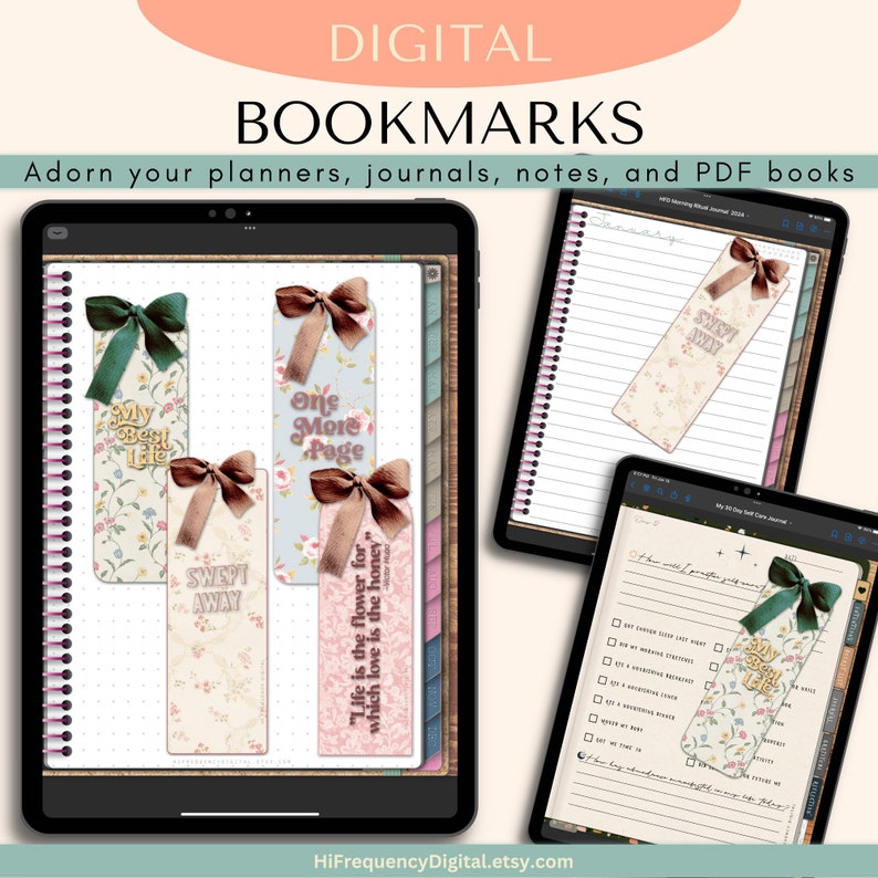 Digital Planner Bookmarks Digital Bookmarks Goodnotes Bookmarks Floral