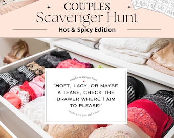 Chasse au trésor de la Saint-Valentin à imprimer, pour couples chauds et épicés, chasse au trésor pour la Saint-Valentin, nuit de jeux romantique, chasse au trésor sexy