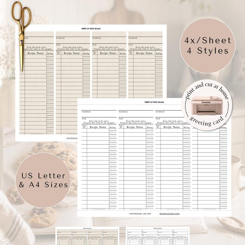 Cookbook Bookmarks Printable, Recipe Tracker Bookmark, Library Bookmark ...