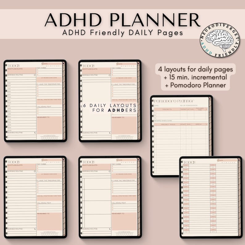 ADHD Digital Planner, Goodnotes Planner for Ipad, Daily Weekly Monthly ...