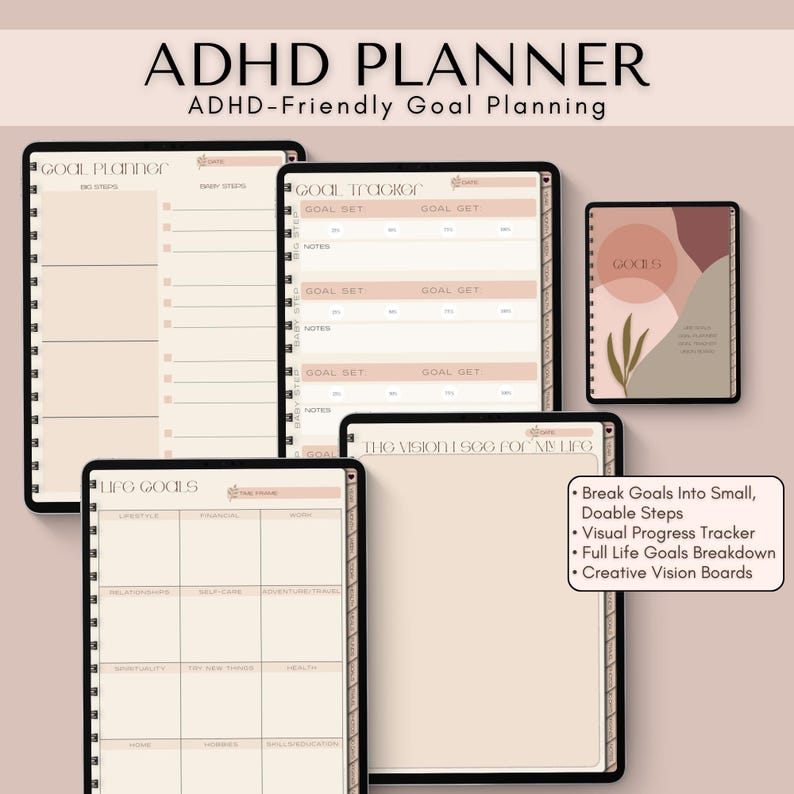 ADHD Digital Planner, Goodnotes Planner for Ipad, Daily Weekly Monthly ...