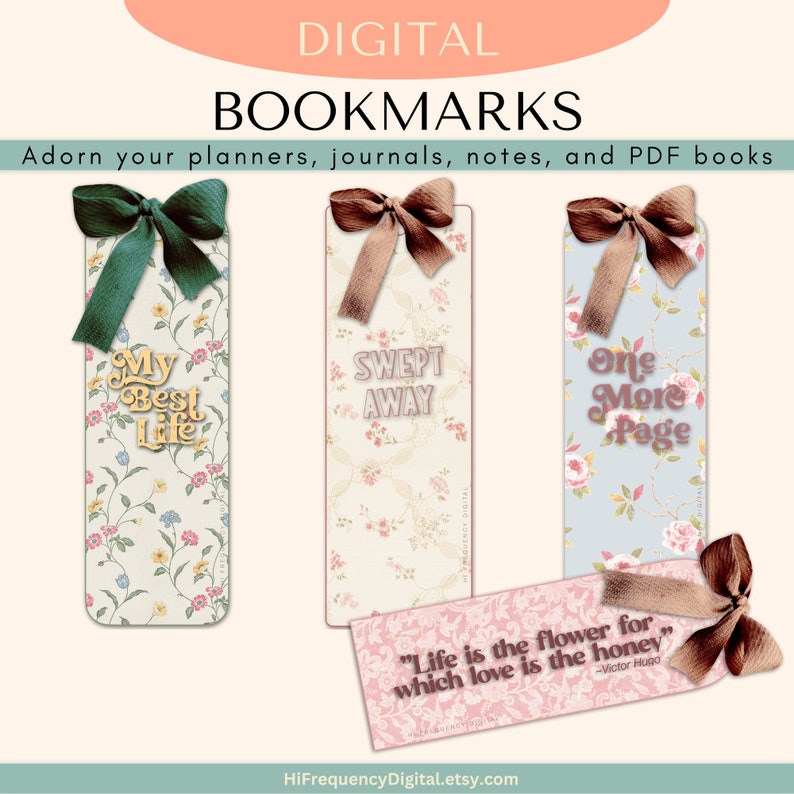 Digital Planner Bookmarks Digital Bookmarks Goodnotes Bookmarks Floral