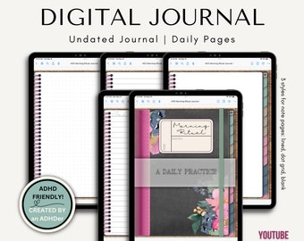Daily Journal Goodnotes, Digital Journal, Digital Diary, Daily Reflection Mindfulness, Monthly Weekly Daily Gratitude Writing, Morning Pages