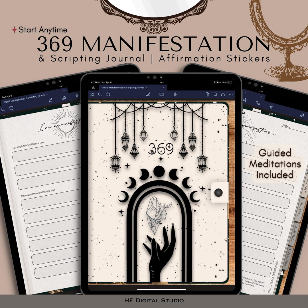 369 Manifestation Journal Bundle, Digital Manifestation Planner for Goodnotes &amp; Ipad, Vision ...
