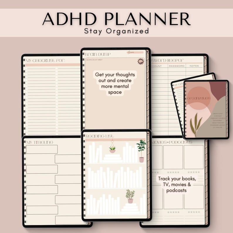 ADHD Digital Planner, Goodnotes Planner for Ipad, Daily Weekly Monthly ...
