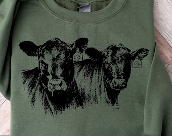 Cow Sweatshirt, Cow Shirt, Western Crewneck Comfort Sweatshirt Cottage core Clothing Cow Sweater, Comfort Western Wear Gifts for Cow Lovers