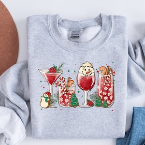 Christmas Wine Sweatshirt, Christmas Spirits Sweatshirt, Christmas Prosec Shirt, Christmas Glasses Shirt, Christmas Gift, Wine Lover Shirts