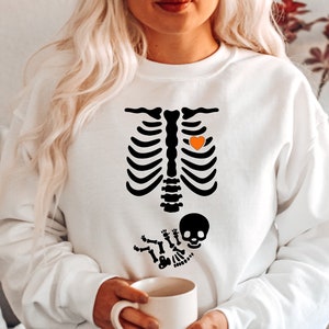 Skeleton Halloween Maternity Sweatshirt,  Fall New Mom Sweater, Mommy to Be, Funny Pregnancy Announcement Shirt 2023, Pregnant Women Costume