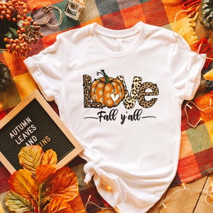 Love Fall Y&#39;All Sweatshirt, Leopard Print Fall Shirt, Love Thanksgiving, Family Thanksgiving Shirt, Thanksgiving, Hello Pumpkin, Fall Vibes