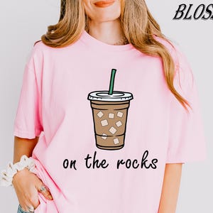 Comfort Colors® On The Rocks Iced Coffee Shirt, Trendy Coffee Graphic T-Shirt, Weather Graphic Tee, Fall Coffee Gift, Coffee Lover Gift